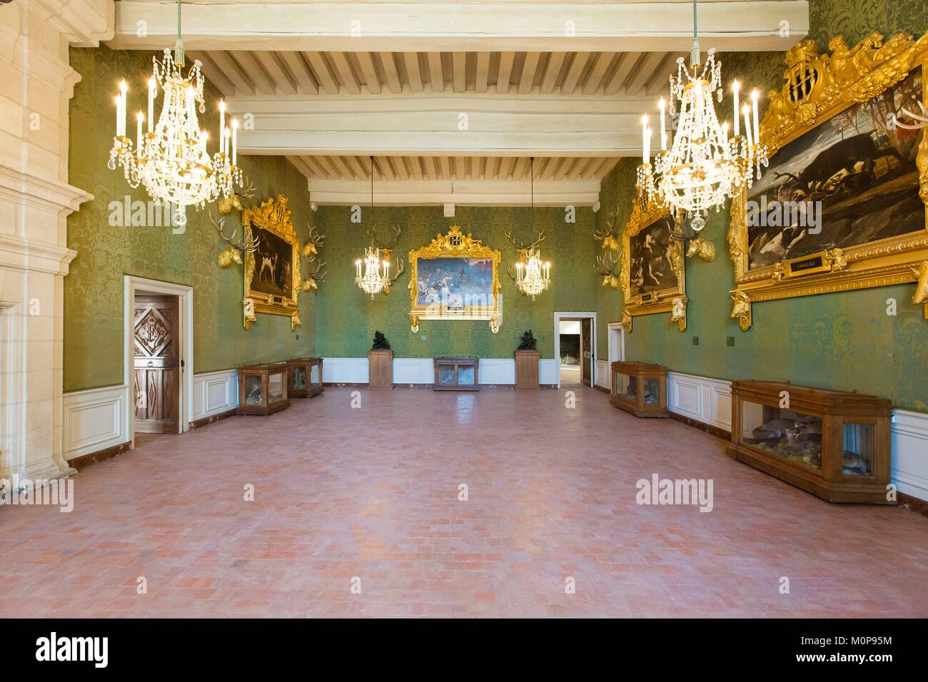 Francia,Loir et Cher,della Valle della Loira sono classificati come patrimonio mondiale dall UNESCO,Chambord,il castello reale,la Salle des Soleils (sunshines camera) Foto Stock