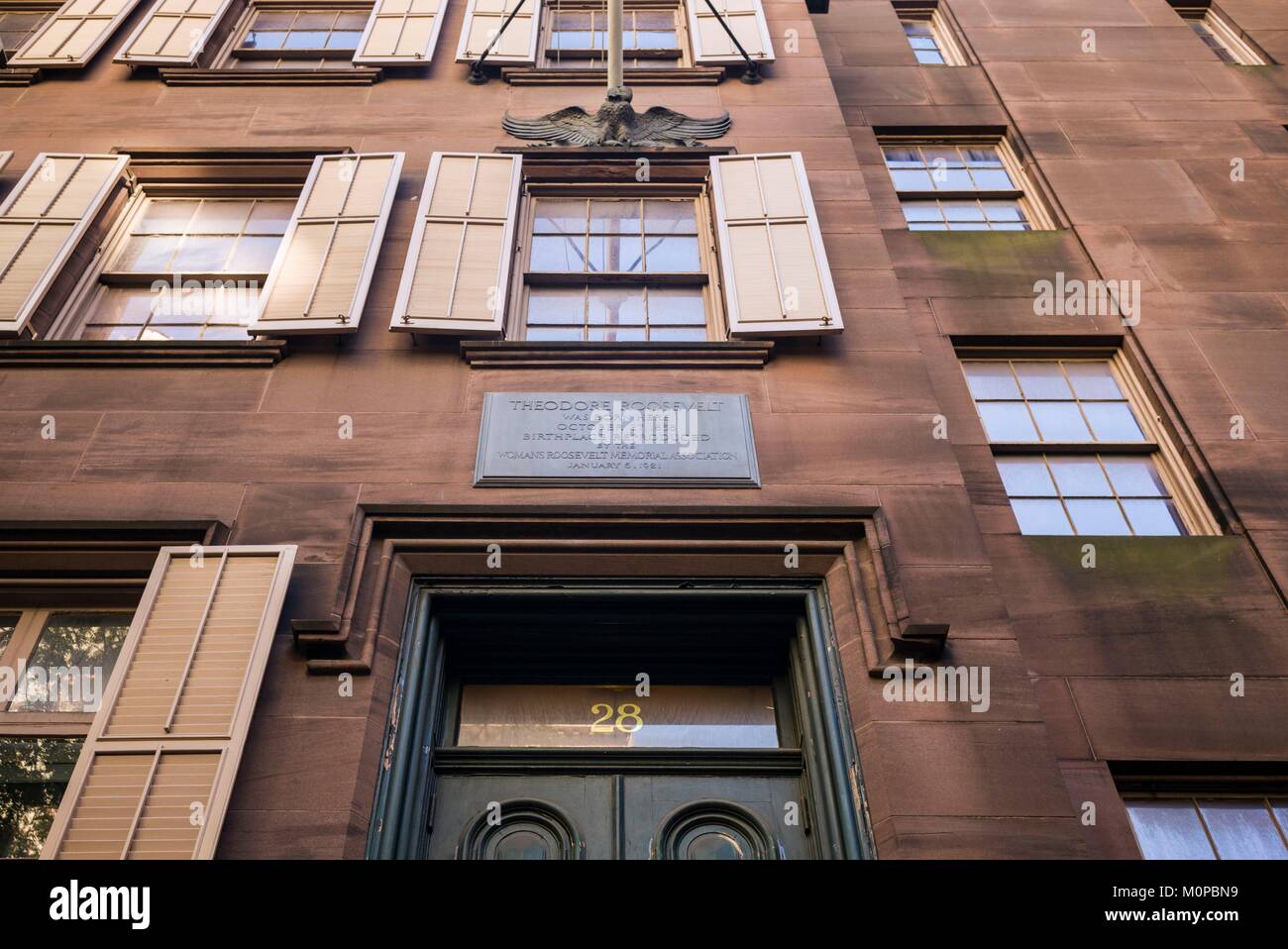 Stati Uniti,New York,New York City,Mid-Town Manhattan,luogo di nascita del Presidente Theodore Roosevelt,esterno Foto Stock