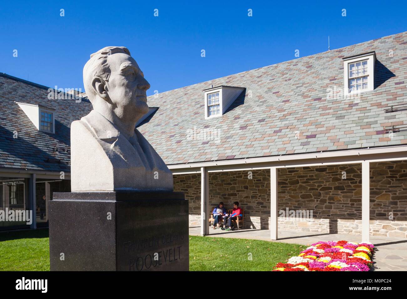 Stati Uniti,New York,Hudson Valley,Hyde Park,FDR National Historic Site,ex casa del Presidente degli Stati Uniti Franklin D Roosevelt,,esterno Foto Stock