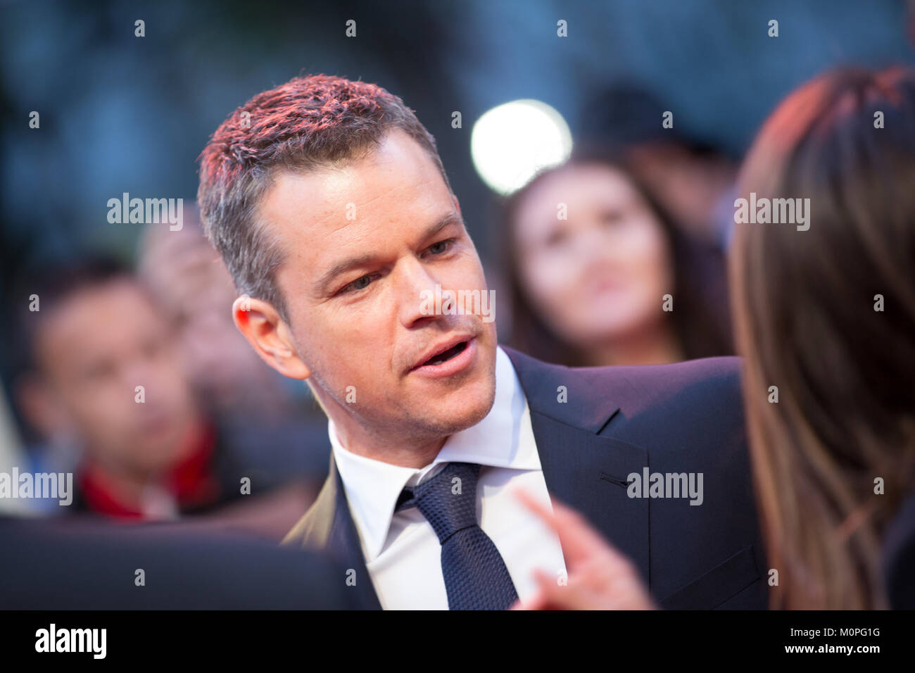 Londra, UK, 24 settembre 2015, Matt Damon , Premiere Europeo di 'Il marziano' all'Odeon Leicester Square. Mariusz Goslicki/Alamy Foto Stock