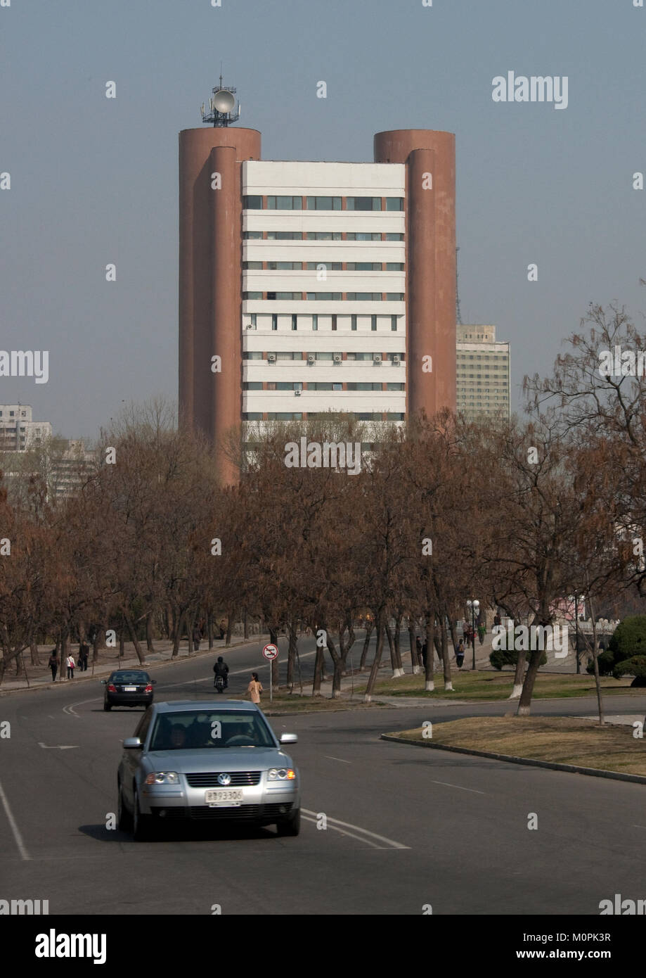 Telecom edificio, Provincia di Pyongan, Pyongyang, Corea del Nord Foto Stock