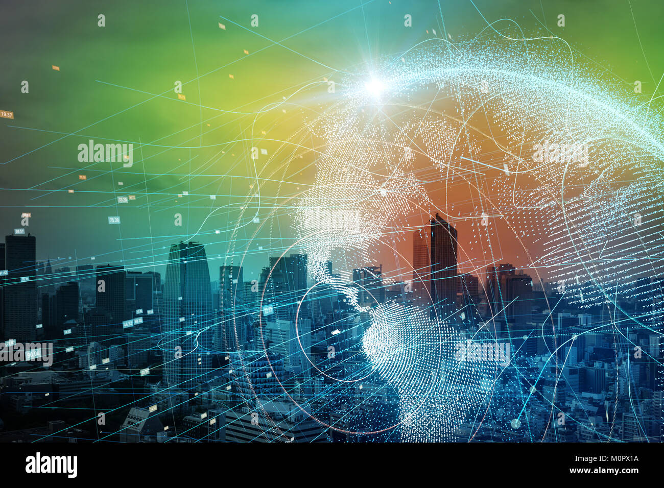 Smart City e la rete globale del concetto. Foto Stock