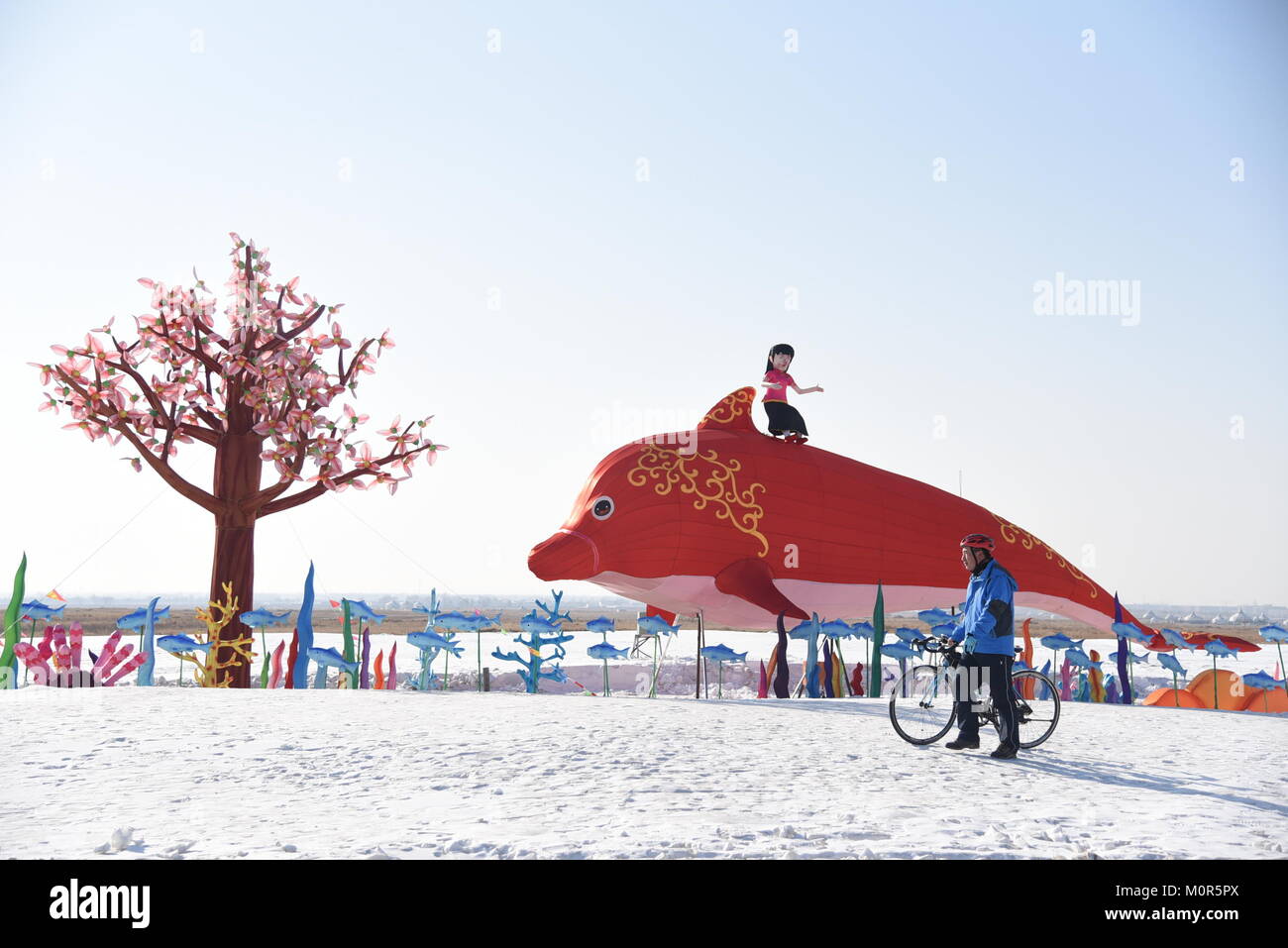 Hohhot, Hohhot, Cina. Xiv gen, 2018. Hohhot, Cina-14th Gennaio 2018: il ghiaccio e la neve festival si svolge a Hohhot, nel nord della Cina di Mongolia Interna Regione Autonoma. Credito: SIPA Asia/ZUMA filo/Alamy Live News Foto Stock