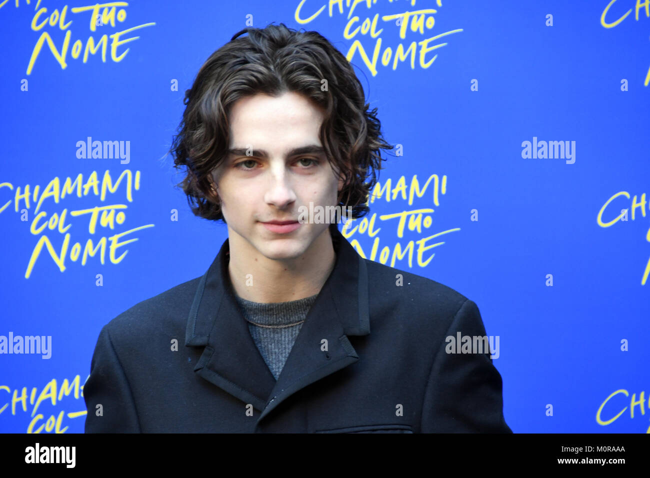 Roma Italia 24 gennaio 2018 Hotel De Russie - Photocall presentazione film Chiamami col tuo nome,Timothée Chalamet nel ruolo di Elio Credito: Giuseppe Andidero/Alamy Live News Foto Stock