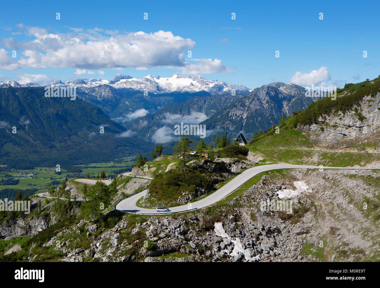 L'Austria, la Stiria, Salzkammergut Ausseerland, vista dal perdente di strada panoramica a Dachstein Foto Stock