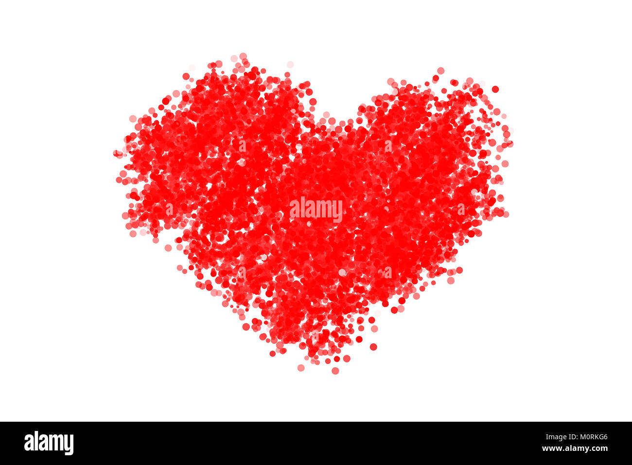Red Icona cuore isolato su sfondo bianco creato da bokeh di fondo. San Valentino simbolo Foto Stock