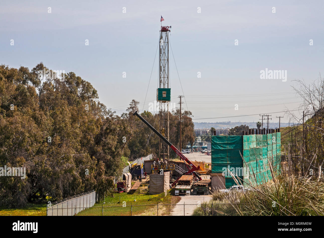 Bene la manutenzione a SoCalGas gas naturale impianto di stoccaggio, Playa del Rey, Los Angeles, California, Stati Uniti d'America Foto Stock