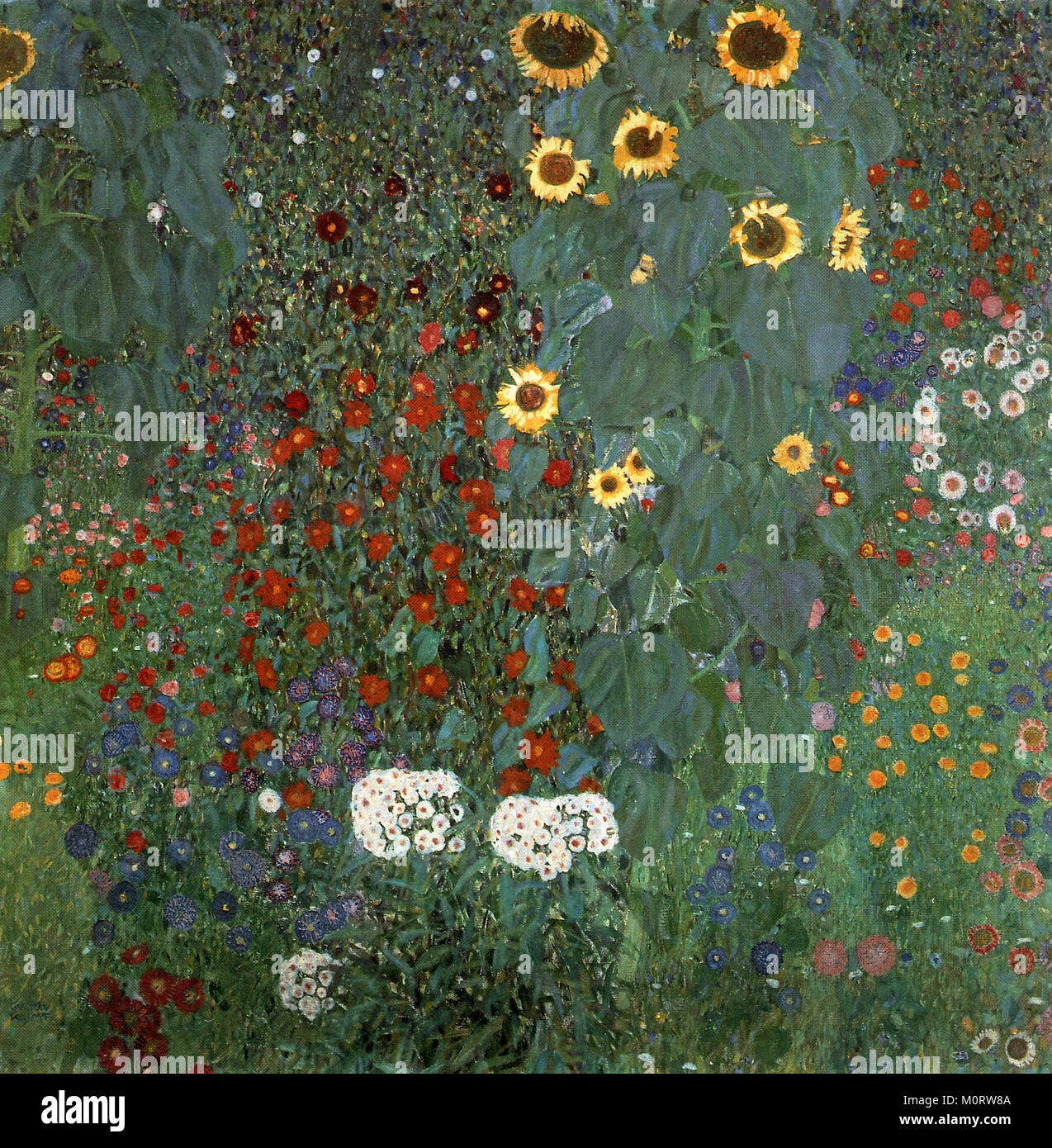 Gustav Klimt - Agriturismo Giardino con girasoli Foto Stock