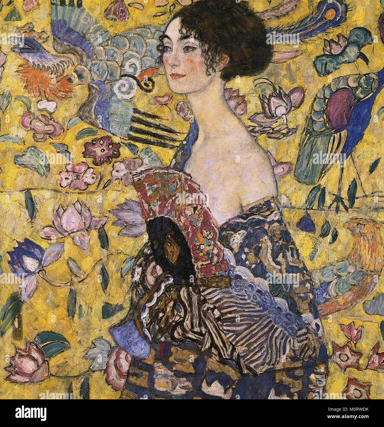 Gustav Klimt Lady con un ventilatore Foto Stock