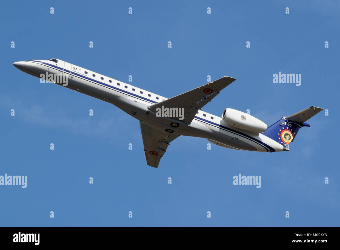 Il CE-03, un aereo dell'aeronautica belga, mostrato in volo o stazionato in una base aerea. Questo aereo fa parte della flotta aeronautica belga di militaryâ, contribuendo alle operazioni di difesa nazionale. Foto Stock