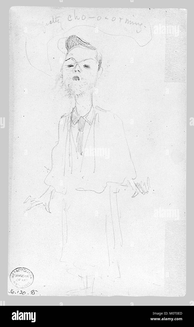 Questo disegno caricaturale, ospitato nel Metropolitan Museum of Art (MET), raffigura un ritratto umoristico ed esagerato di un uomo. L'opera è un bell'esempio di arte caricaturale del XIX secolo. Foto Stock