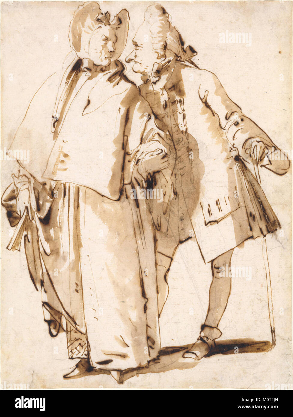 Questa caricatura, intitolata "una coppia di anziani", fa parte della collezione del Metropolitan Museum of Art (MET), New York. Creata all'inizio del XX secolo, l'opera ritrae umoristicamente una coppia anziana in modo giocoso ma affettuoso, riflettendo le tendenze artistiche del periodo. Foto Stock