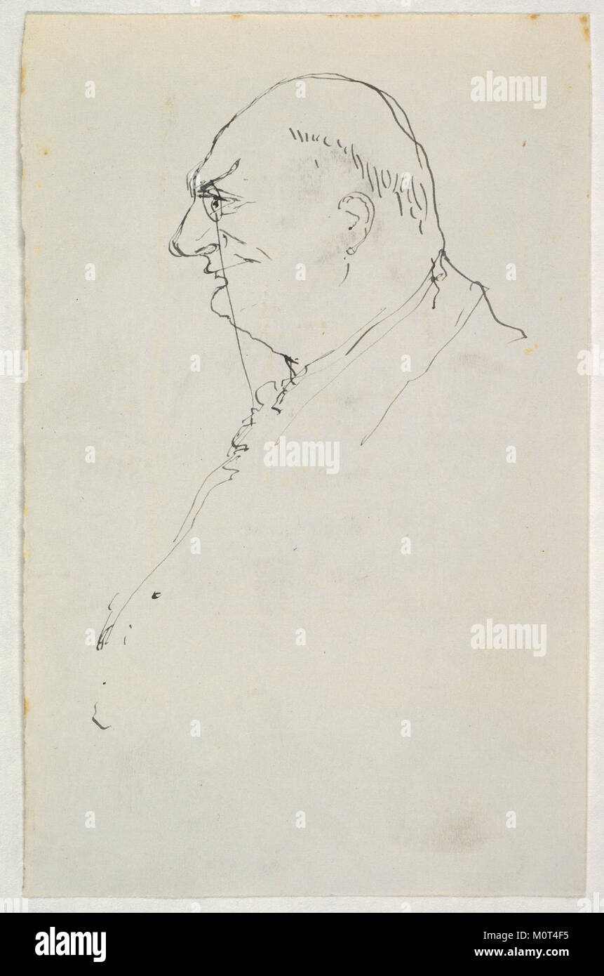 La caricatura di un uomo che indossa un monocolo Visto di profilo incontrato DP829450 Foto Stock