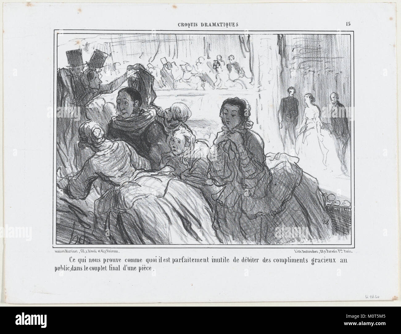 Questo cartone animato satirico, intitolato 'CE qui nous prouve comme quoi il est... Inutile...', è stato pubblicato su *le Charivari* nel 1857. Fornisce un commento comico su una questione sociale del tempo. Foto Stock