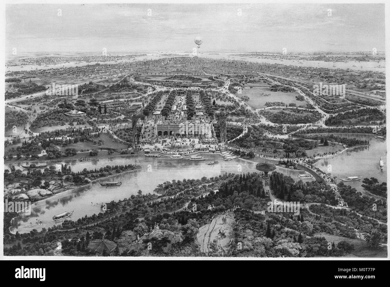 Questa immagine di Central Park in estate, presa dalla collezione del Metropolitan Museum of Art, mette in risalto la bellezza panoramica del parco e il lussureggiante paesaggio verde durante i mesi più caldi. Foto Stock