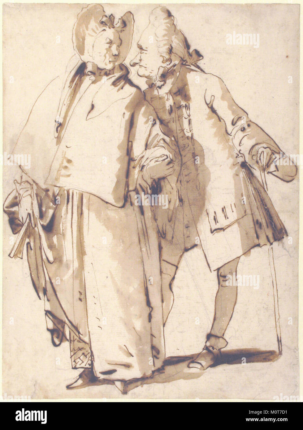 Caricatura di una coppia anziana, opera della collezione del Metropolitan Museum of Art, che cattura le caratteristiche umoristiche e esagerate dell'invecchiamento. Foto Stock