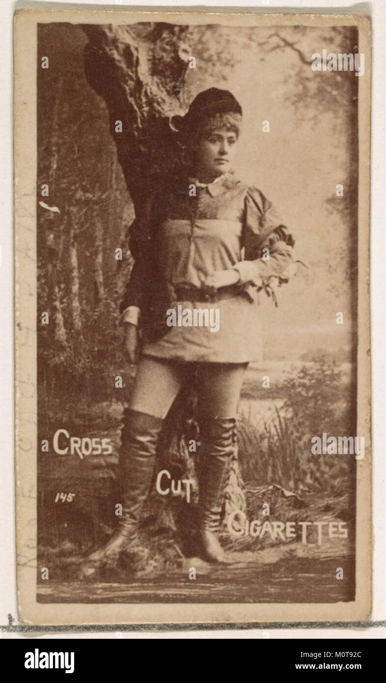 Questa carta presenta un ritratto di un attore della serie Actresses e Actresses emessa da Duke Sons & Co., che promuove le sigarette Cross Cut. Foto Stock