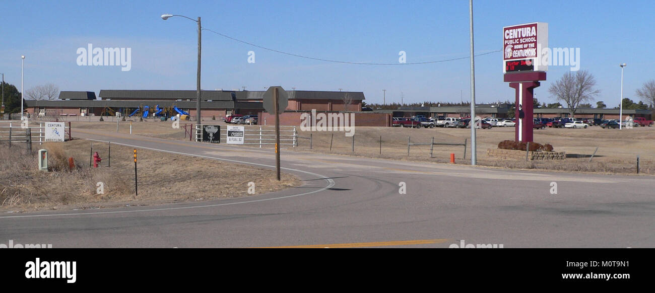 Centura School si trova a Nebraska, Stati Uniti. Funge da istituto di istruzione primaria e secondaria ed è noto per il suo coinvolgimento nell'educazione della comunità e nello sviluppo locale. Foto Stock