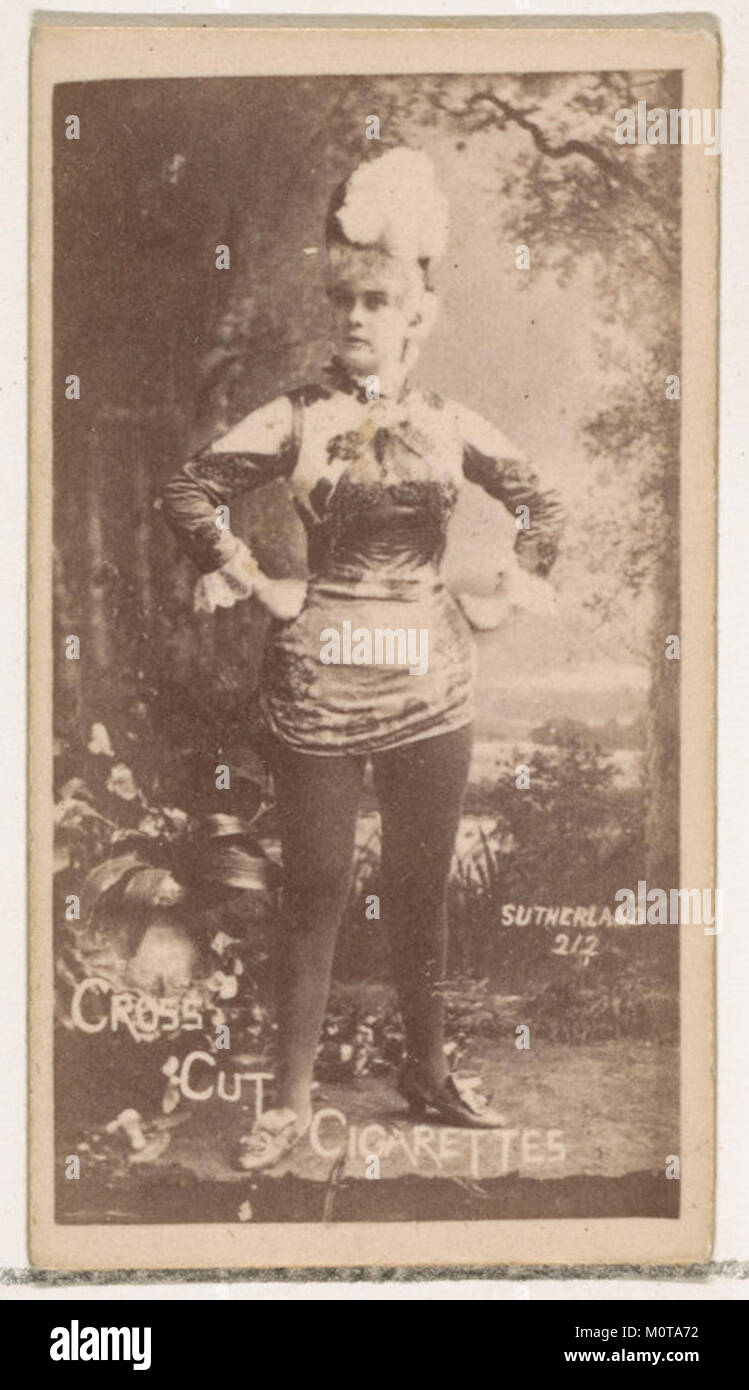 La carta numero 212 presenta un'immagine di Sutherland, un attore della serie Actors and Actresses (N145-1), emessa da Duke Sons & Co. Per promuovere le sigarette Cross Cut. La scheda fa parte di una serie collezionabile prodotta per pubblicizzare il prodotto. Foto Stock