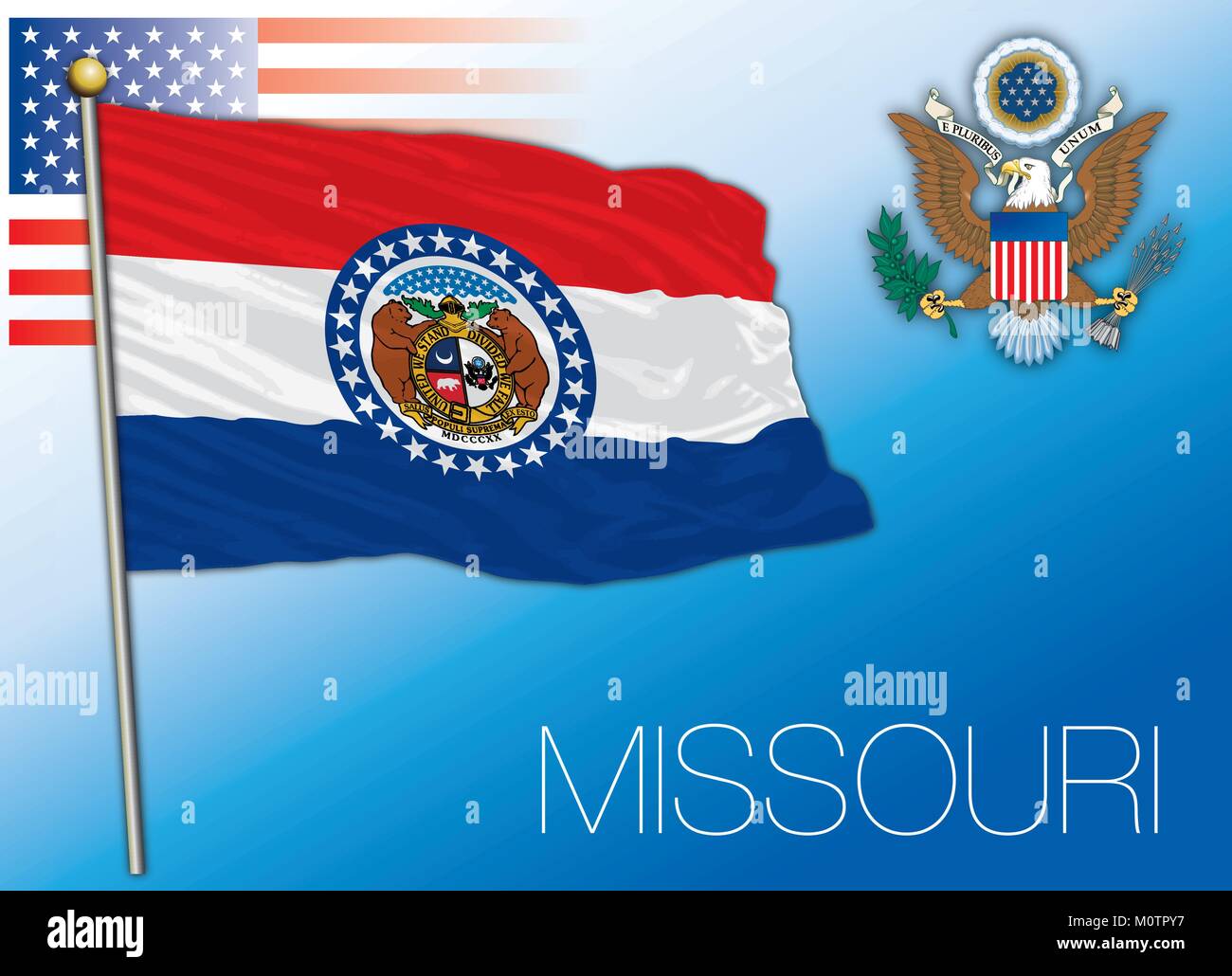 Missouri stato federale bandiera, Stati Uniti Illustrazione Vettoriale