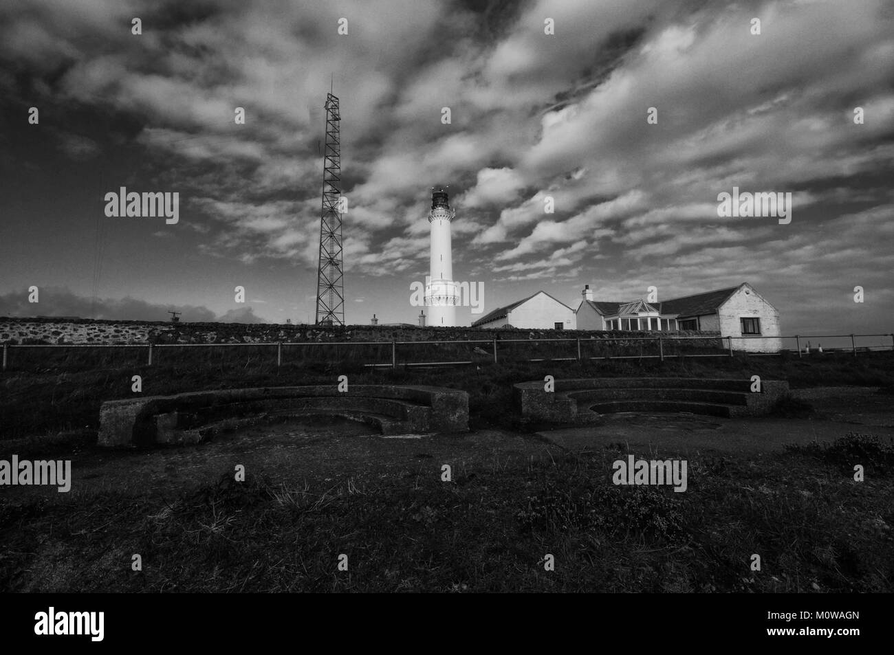 Faro Glrdleness in bianco e nero Foto Stock