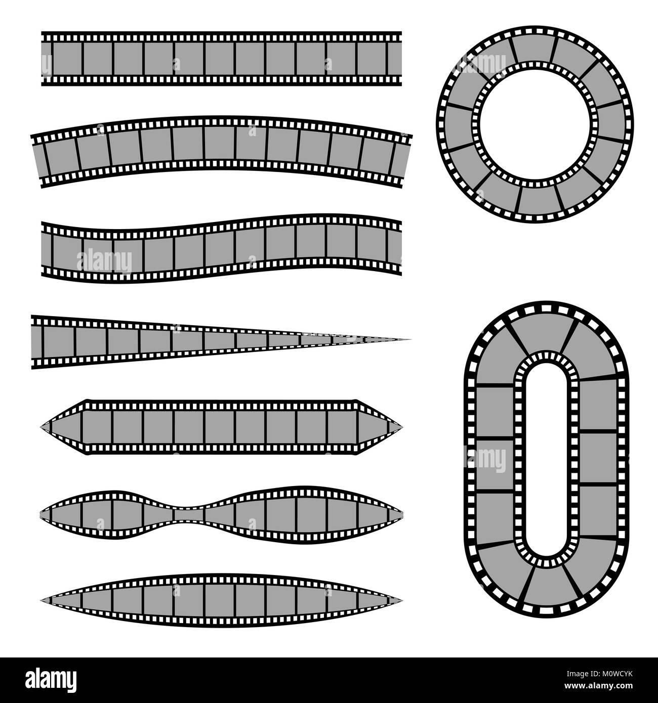 Set di retrò strisce di pellicola isolato Illustrazione Vettoriale