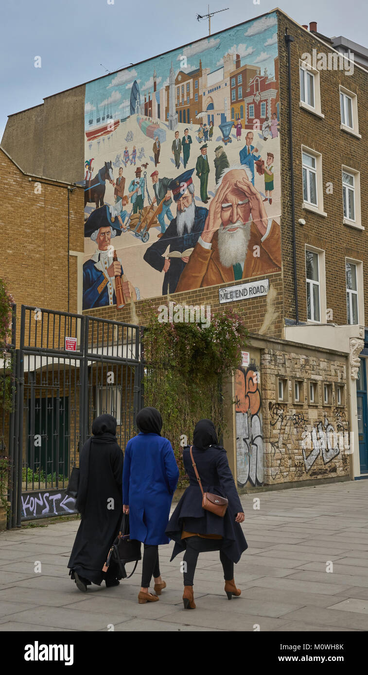 Mile End murale di Londra Foto Stock