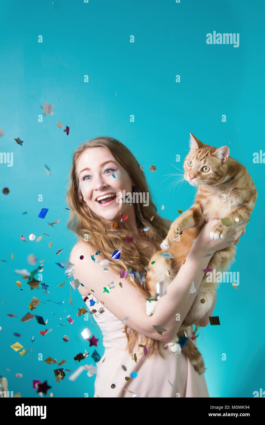 Festa a sorpresa Cat Foto Stock