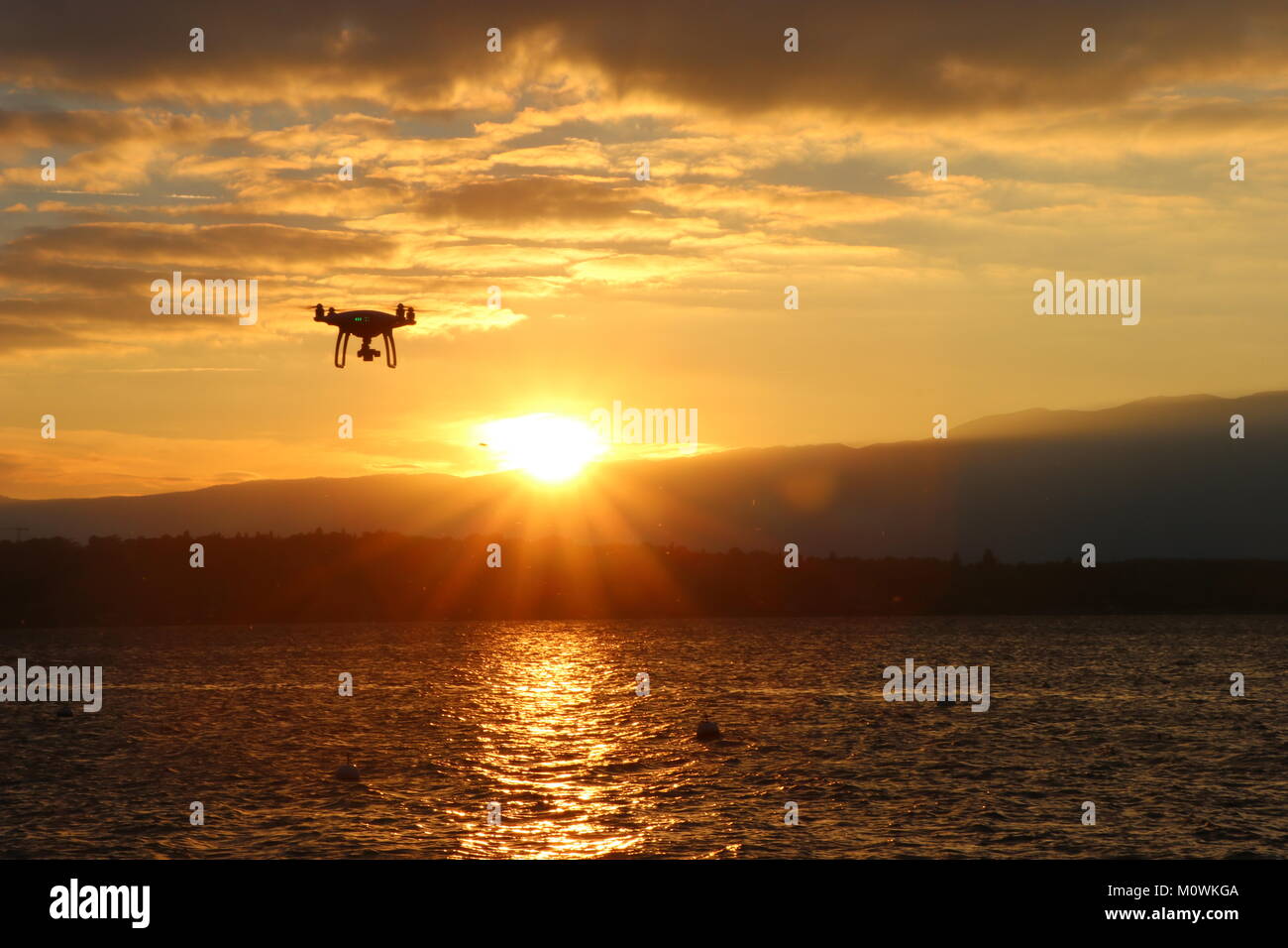 Drone con tramonto Foto Stock