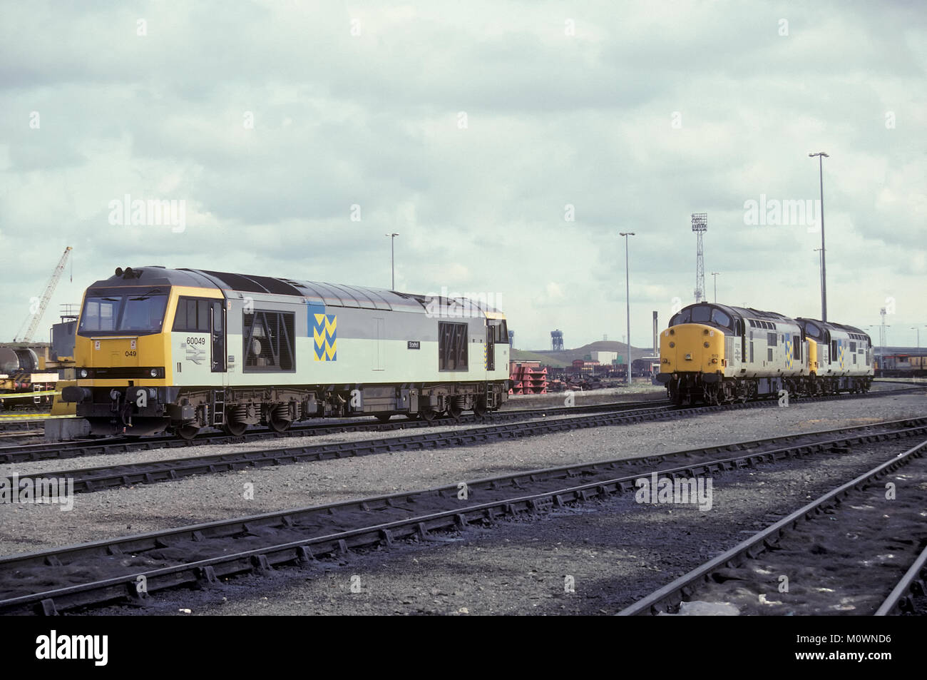 Locomotive diesel al di fuori di Thornaby Motive Power Depot in Inghilterra Foto Stock