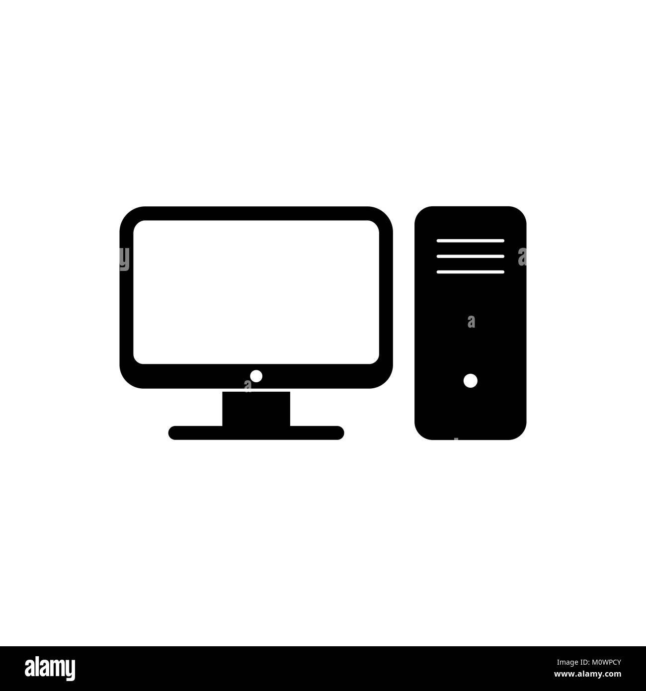 Icona computer isolato su bianco. Simbolo del PC. Illustrazione Vettoriale