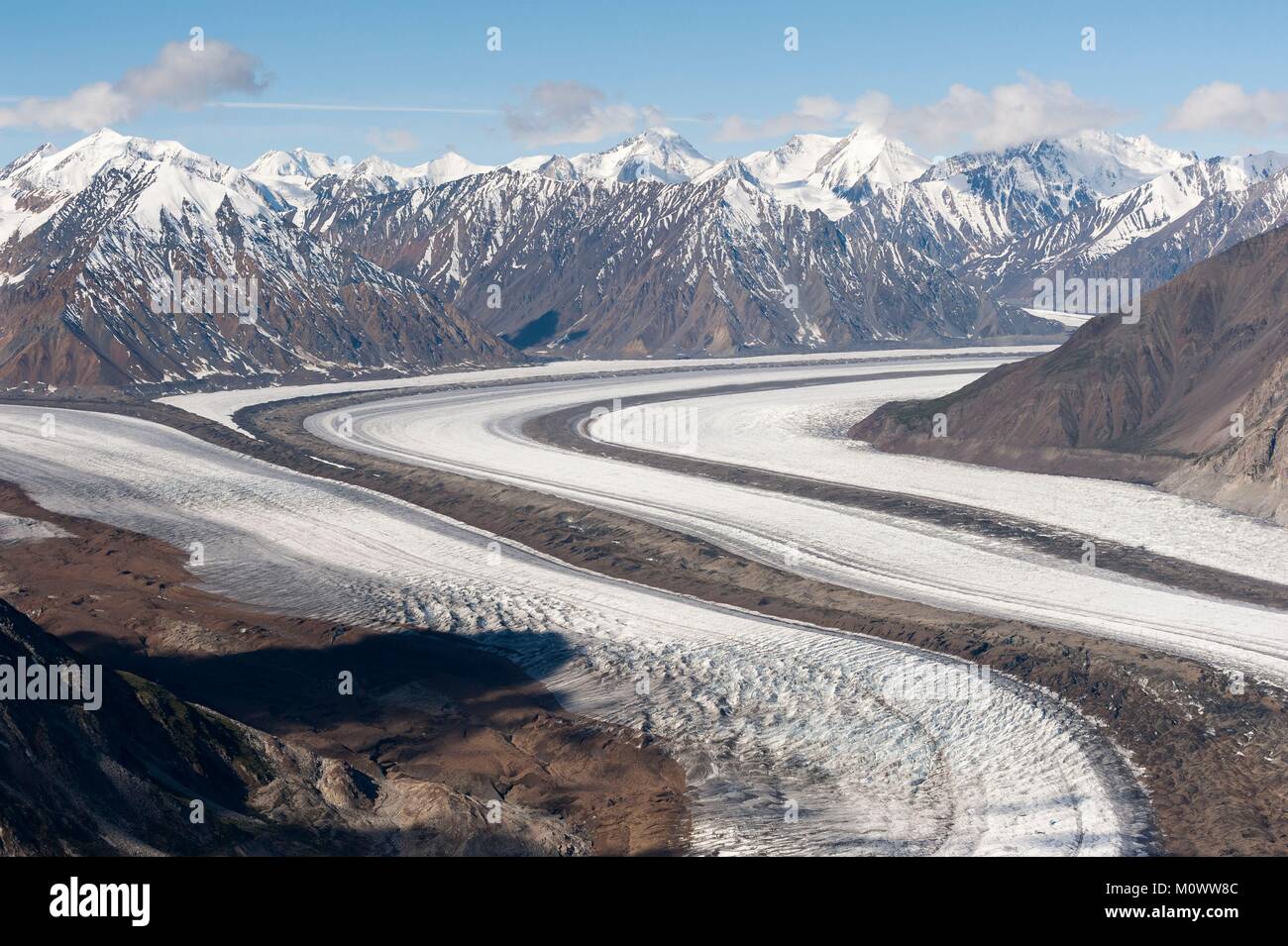 Canada,Yukon Territory,Kluane National Park e il Parco nazionale di riserva (vista aerea),Kaskawulsh Glacier Foto Stock