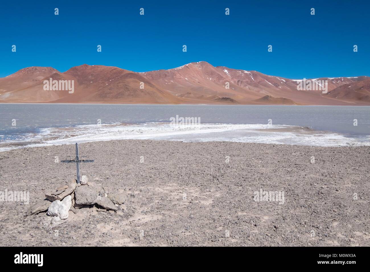 L'Argentina,Catamarca provincia,Puna desert,el Penon,laguna Diamante nel cratere di volcan Galan,Laguna Blanca Riserva della Biosfera dall'UNESCO Foto Stock