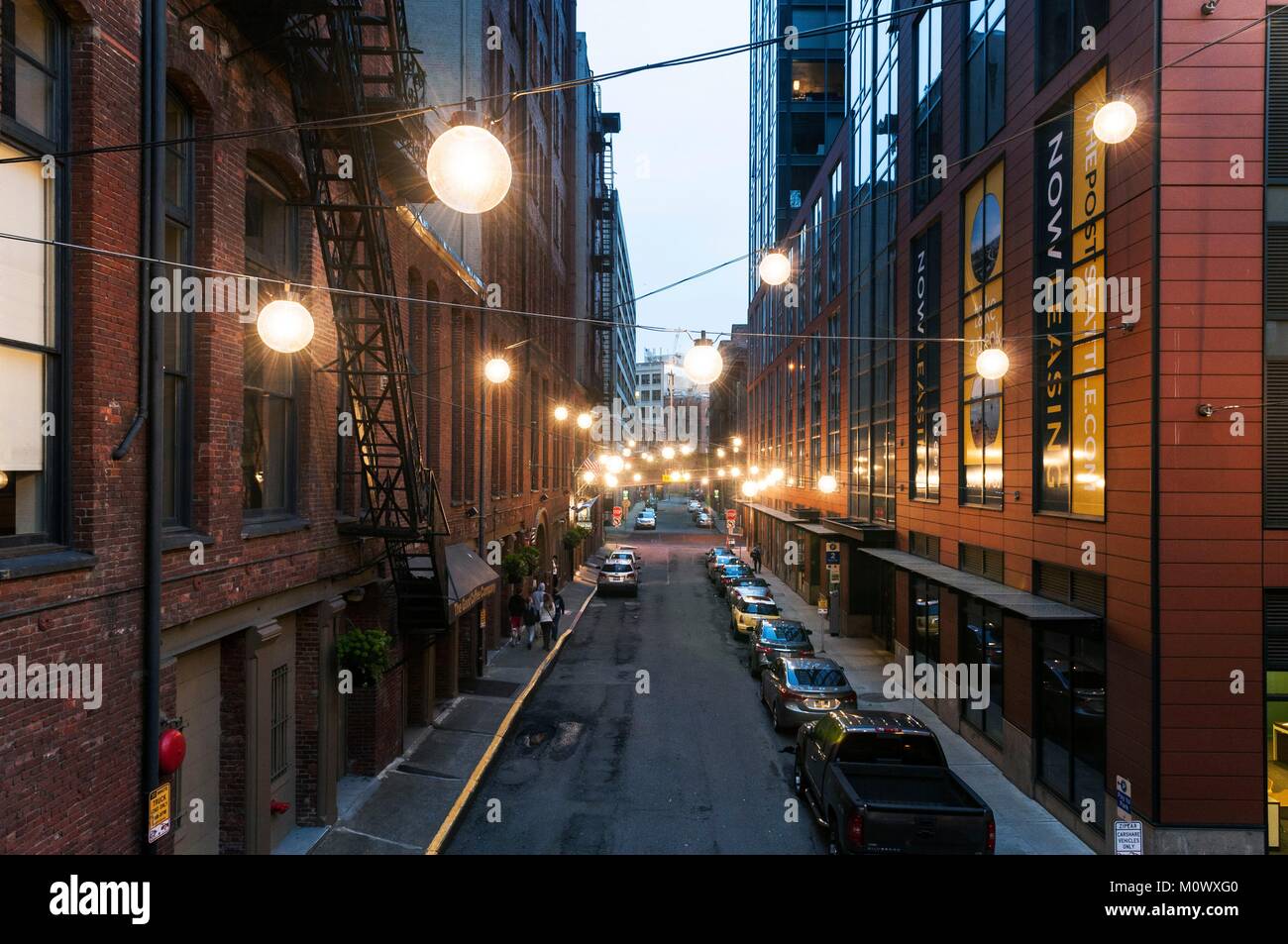 Stati Uniti, nello stato di Washington, Seattle,Post Avenue quartiere di Pioneer Square Foto Stock