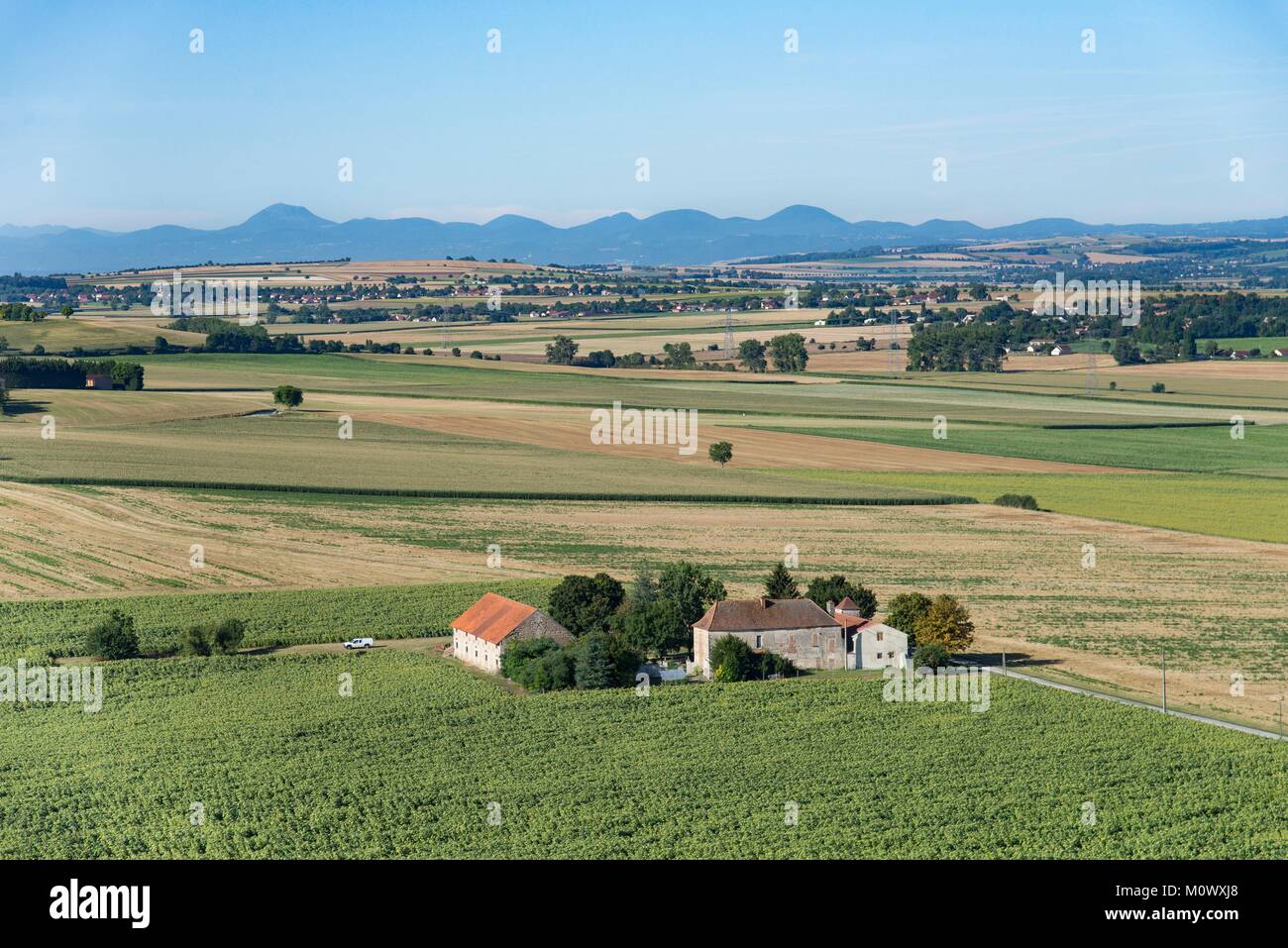 Francia,Allier,Espinasse Vozelle,una fattoria (vista aerea) Foto Stock