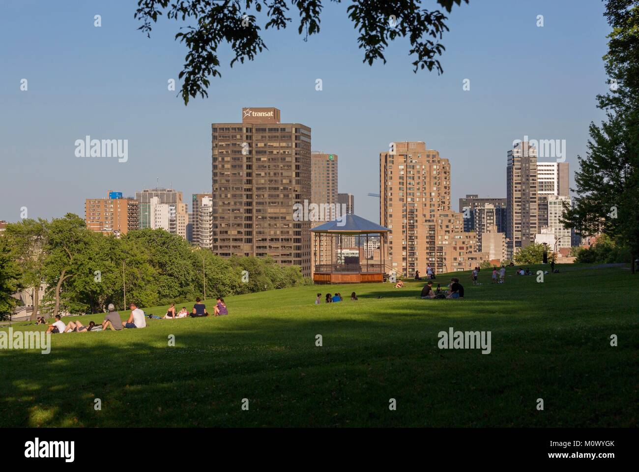 Canada, Québec provincia,Montreal,Mount Royal,Jeanne-Mance parco nel cuore della città,prato in estate Foto Stock