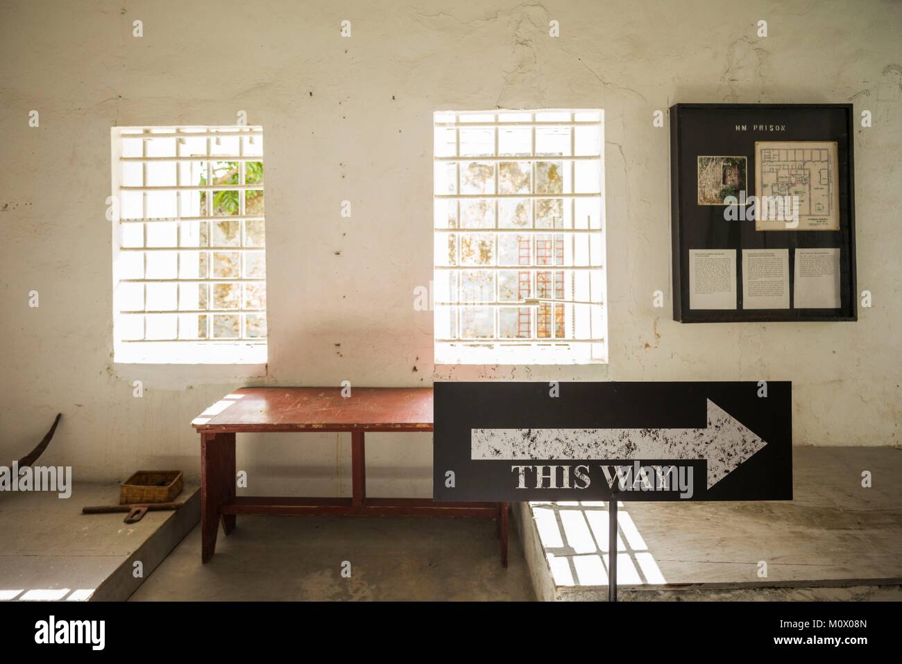 Isole Vergini Britanniche,Tortola,Road Town,HM Prison Museum,ex carcere,interno Foto Stock