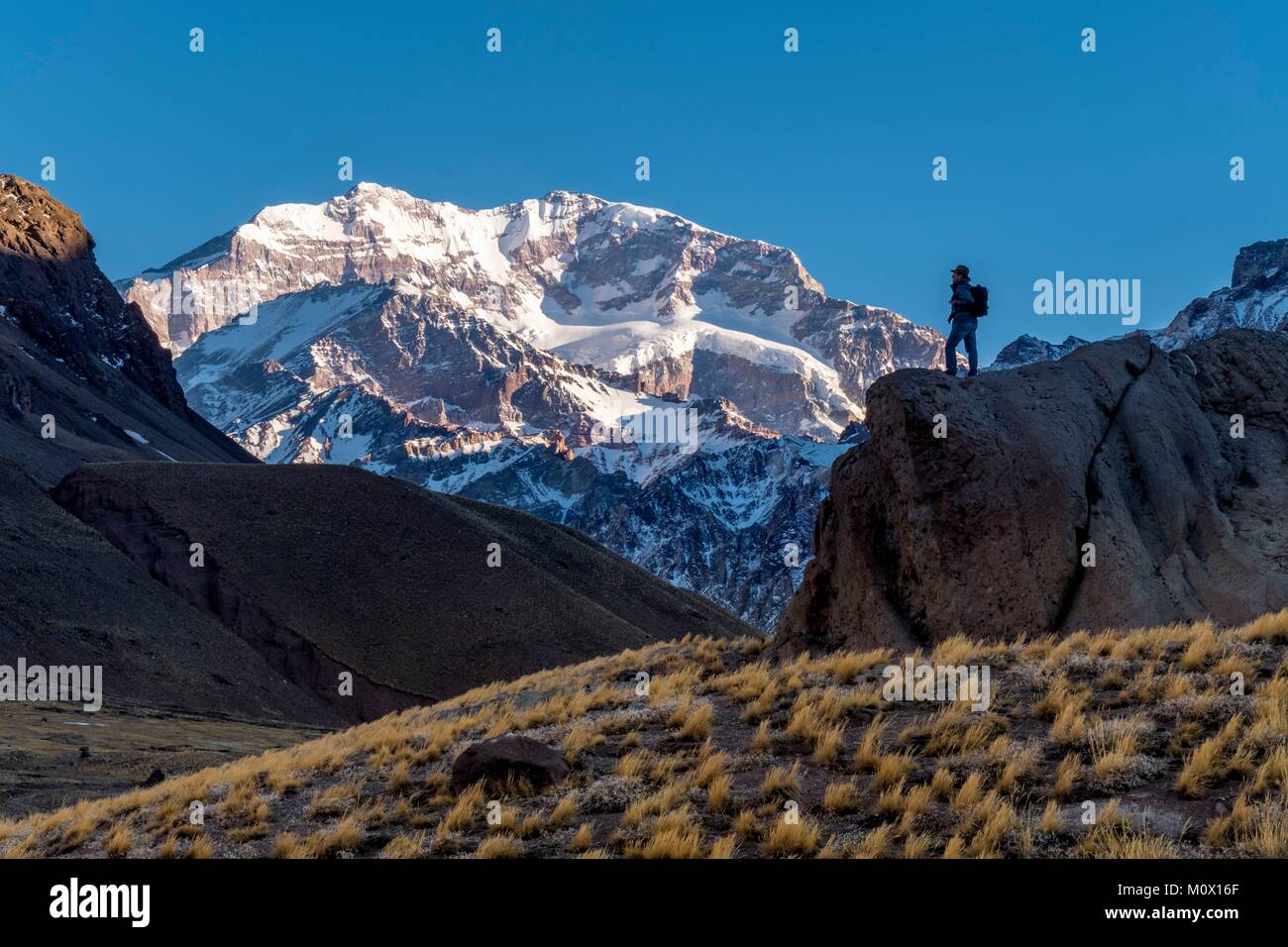 L'Argentina,provincia di Mendoza,Pronvicial Aconcagua Parco Aconcagua Mt (6692m la montagna più alto al di fuori della gamma himalayana) Foto Stock