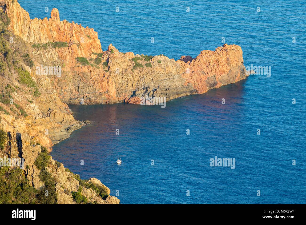 Francia,Corse du Sud,Golfo di Porto,elencati come patrimonio mondiale dall UNESCO,le insenature di Capo Rosso Foto Stock