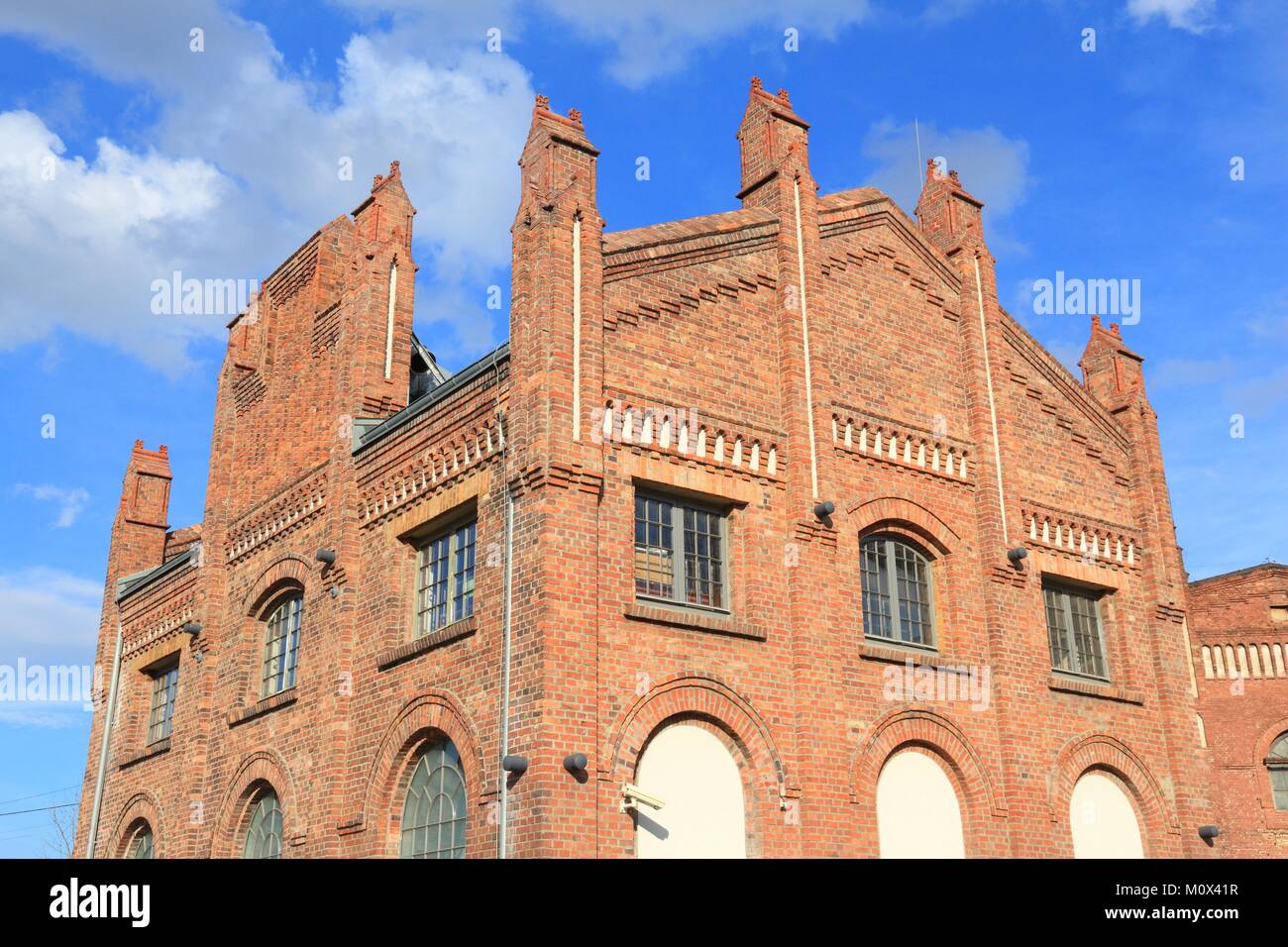 Katowice in Polonia - la vecchia fabbrica industriale architettura in mattoni. Alta Slesia regione. Foto Stock
