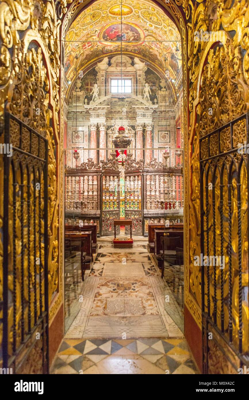 Malta,Valletta,elencati come patrimonio mondiale dall UNESCO,Saint John's Co-cattedrale,cappella del Santissimo Sacramento Foto Stock
