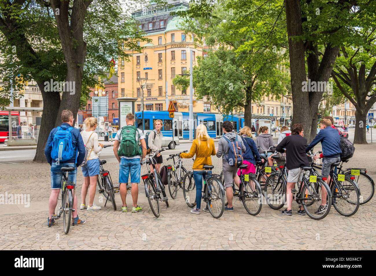 La Svezia,Stoccolma,Norrmalm district,tour guidato in bicicletta Foto Stock