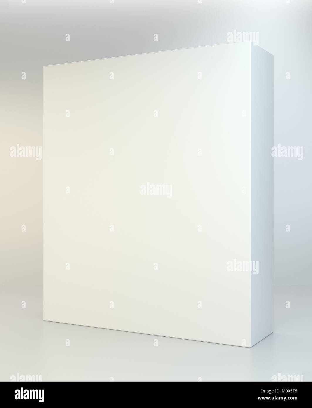 Bianco di cartone prodotto scatola di imballaggio. Illustrazione isolato su sfondo per studio. 3D'illustrazione. Foto Stock