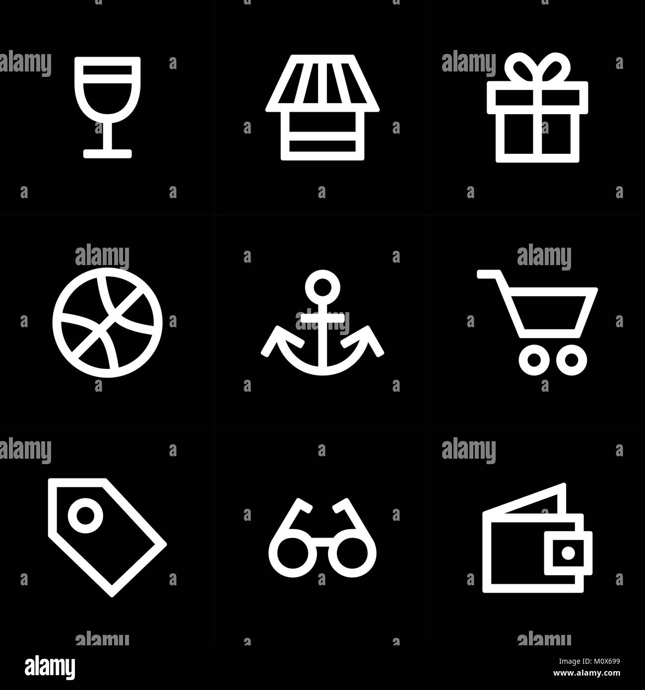 Set di icone per semplice piatto stile design dell'interfaccia utente. Illustrazione Vettoriale