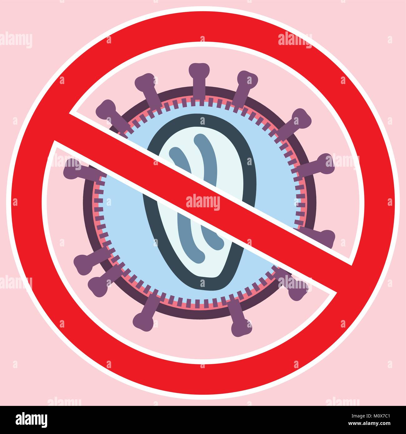 Virus HIV/AIDS dietro rosso segno vietata Illustrazione Vettoriale