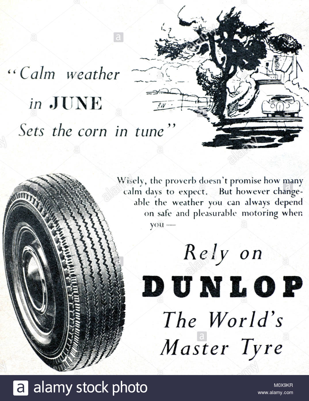 Pneumatici Dunlop vintage pubblicità 1950 Foto Stock