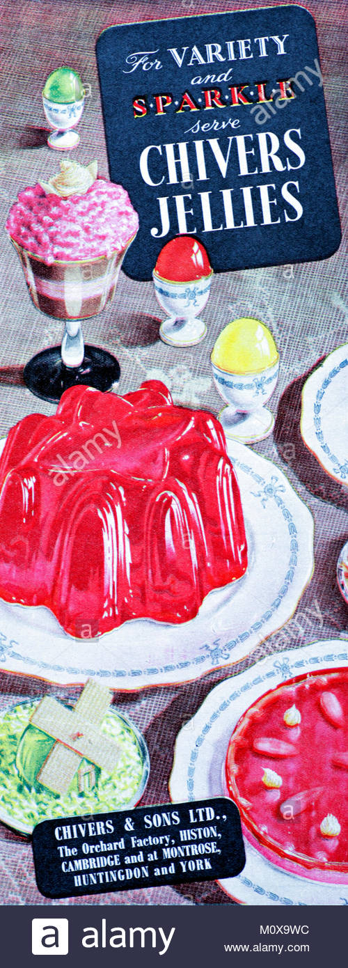 Chivers gelatine pubblicità d'epoca 1950 Foto Stock