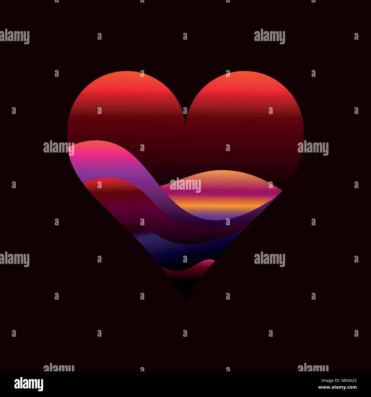 Centro moderno o forma di amore con papercut multistrato sfondo astratto per multi purpose design o per San Valentino Illustrazione Vettoriale