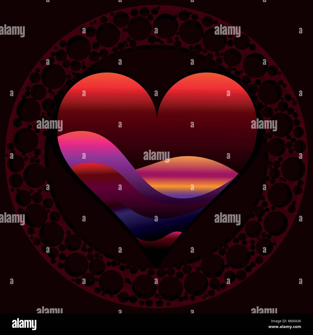 Centro moderno o forma di amore con papercut multistrato sfondo astratto per multi purpose design o per San Valentino Illustrazione Vettoriale