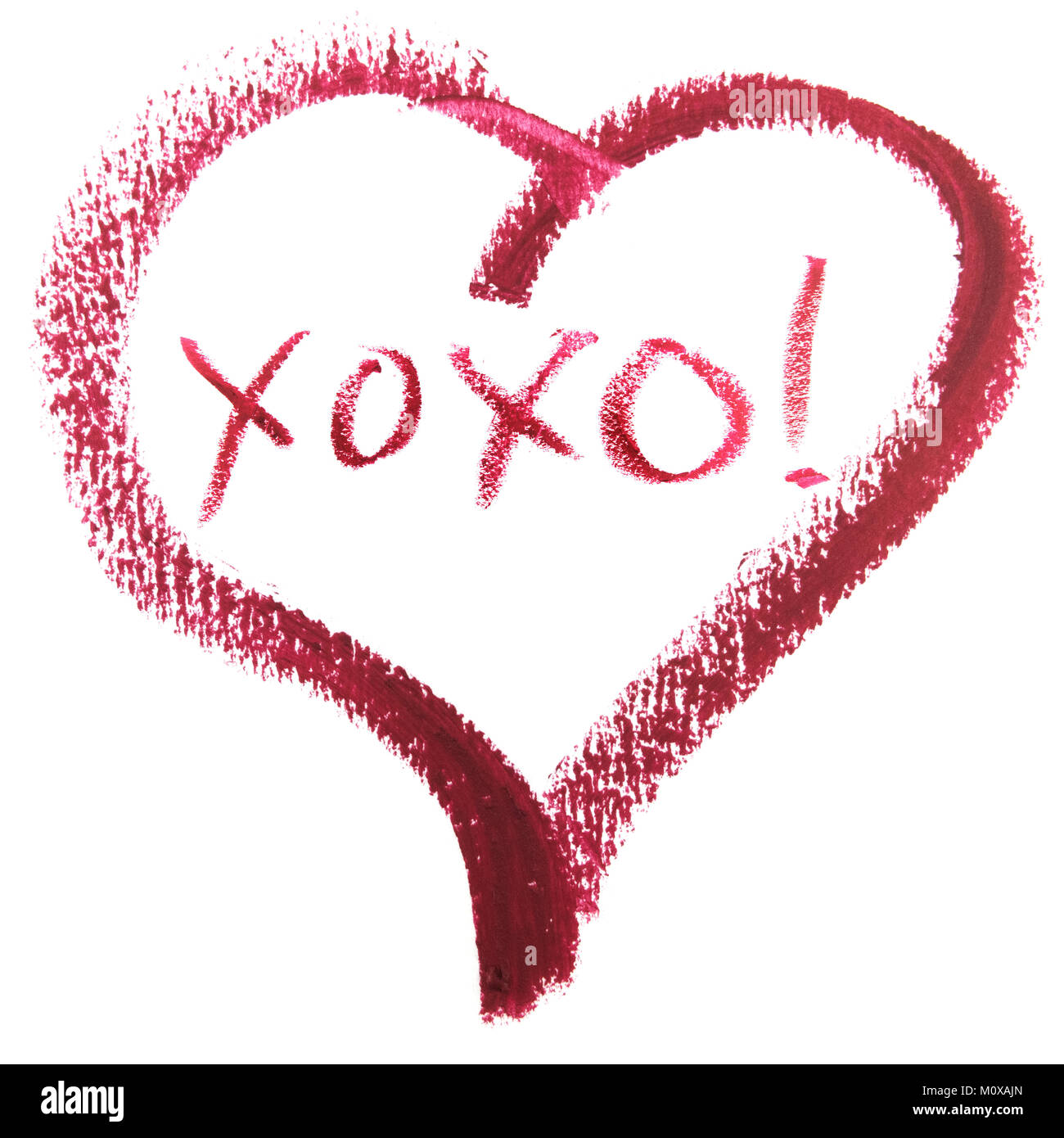 Baci e abbracci - XOXO messaggio in forma di cuore. Foto Stock